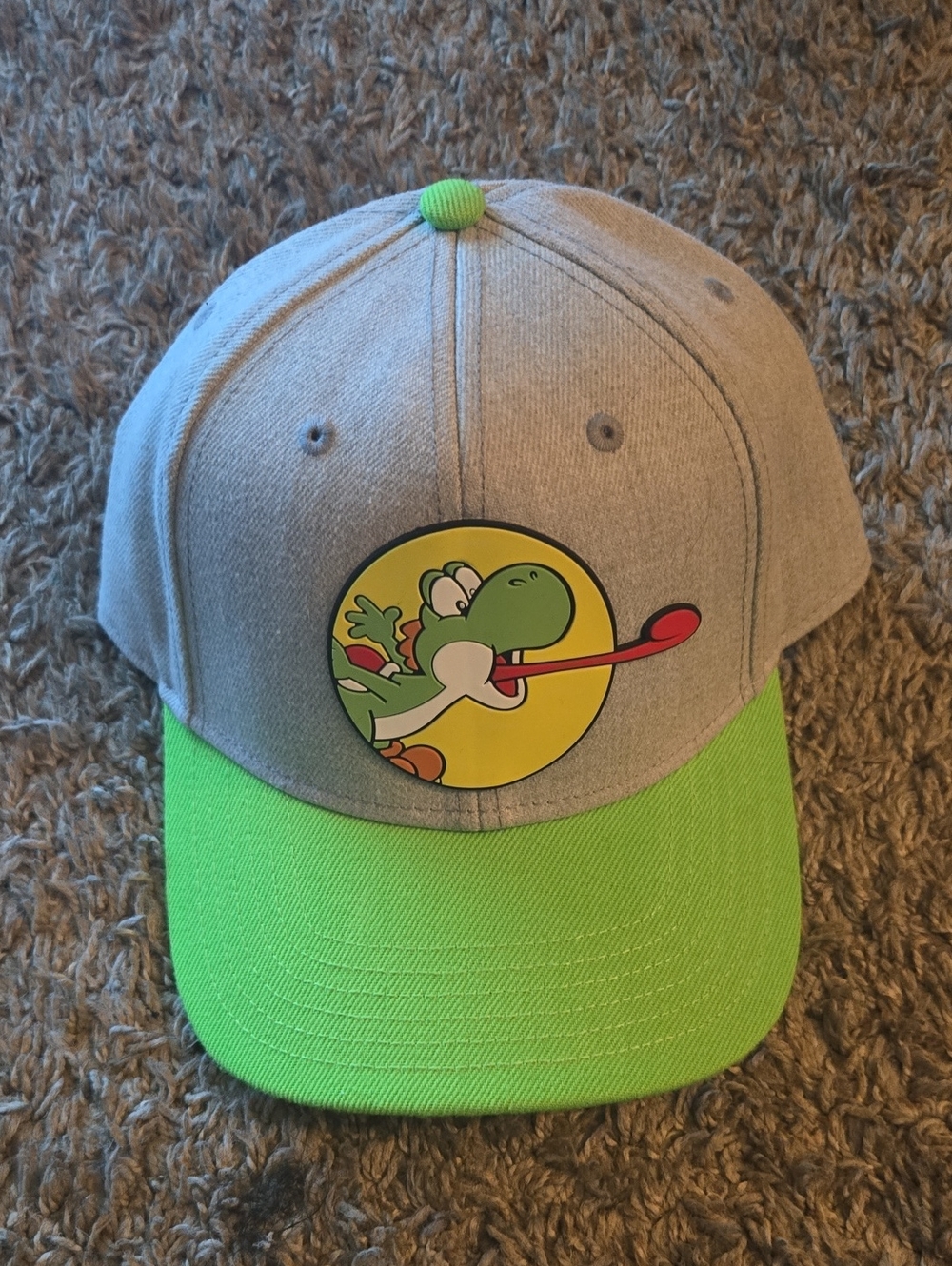 Gray & Neon Green Yoshi Patch Baseball Cap